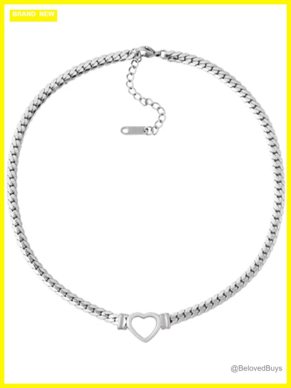 Stainless Steel Heart Choker Necklace Chunky Y2K Grunge Valentine Gift